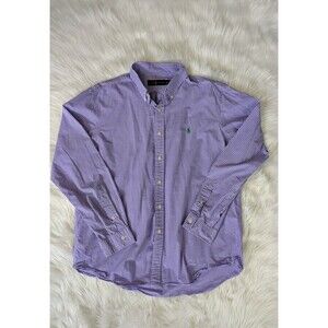 Polo Ralph Lauren Button Down Shirt XL Purple Gingham Pony Logo Mens Classic Fit